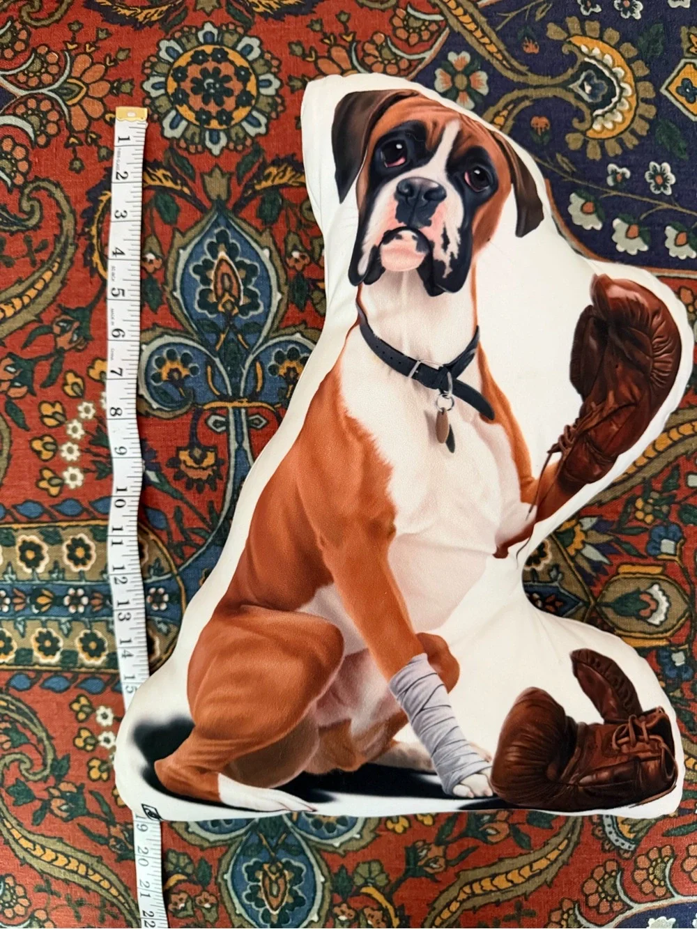 Boxer Dog Plush Pillow in Brown and White - Brand Unknown